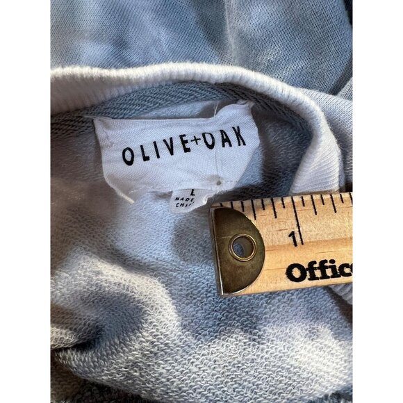 Olive & Oak Womens Sweatshirt Lg Long Sleeve Round Hem Gray White Tie Dye - Picture 8 of 8